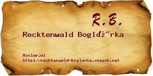 Recktenwald Boglárka névjegykártya